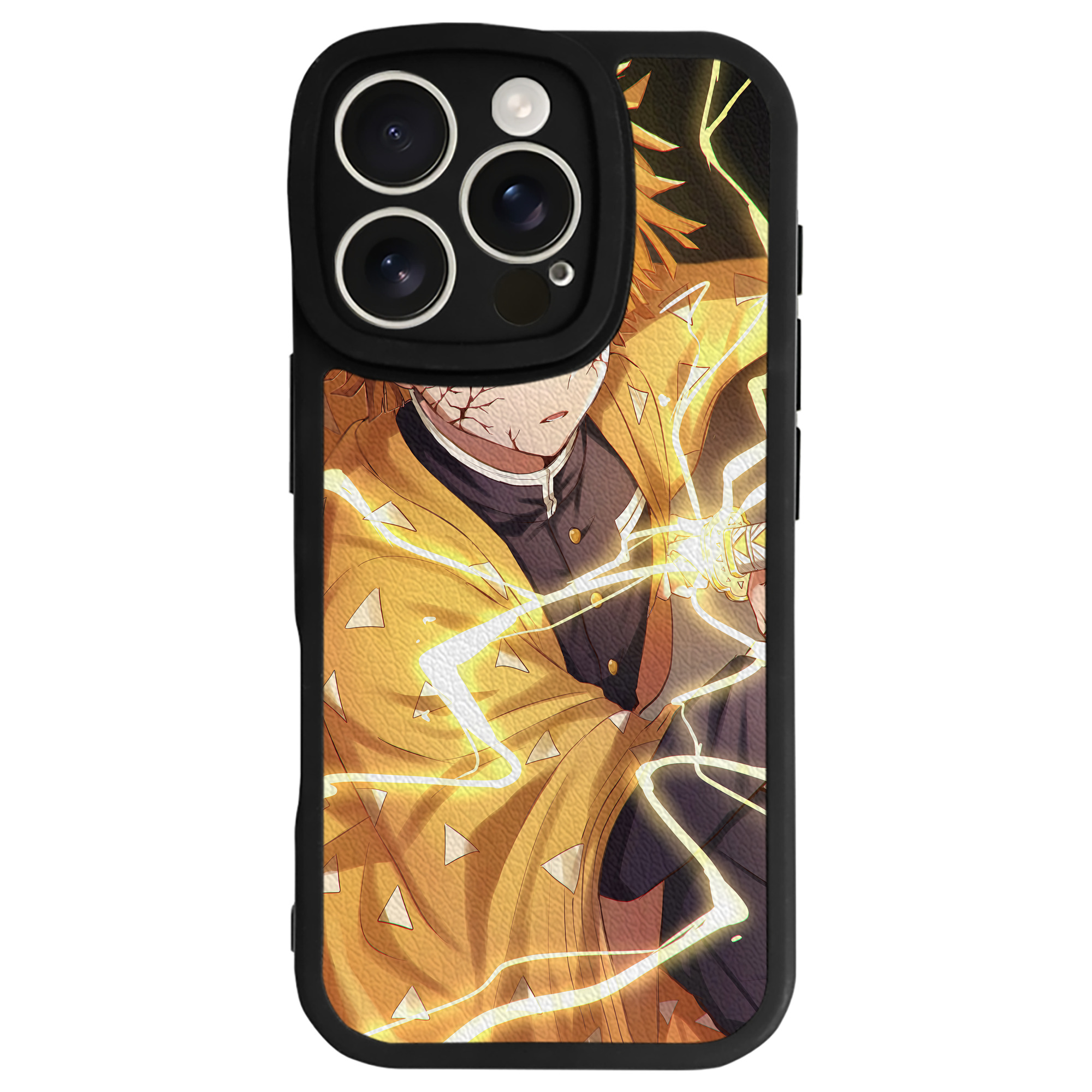 （画像用） 鬼滅の刃（きめつのやいば）我妻 善逸／あがつま ぜんいつ Agatsuma Zenitsu 【iPhone 16シリーズ対応】シリコンスマホケース（レザー調） 材質：シリコン